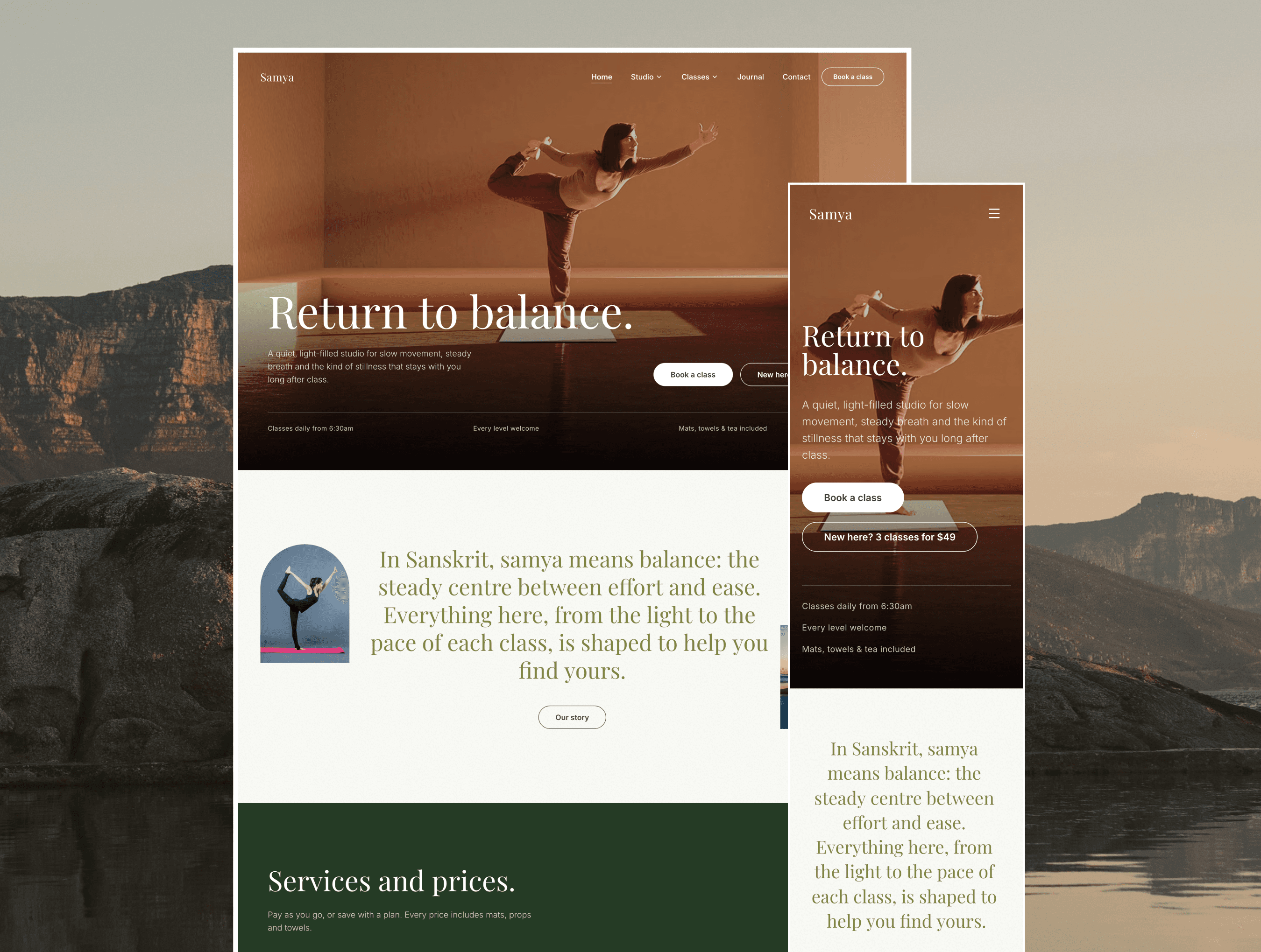Samya - Yoga Studio Website Template screenshot 1