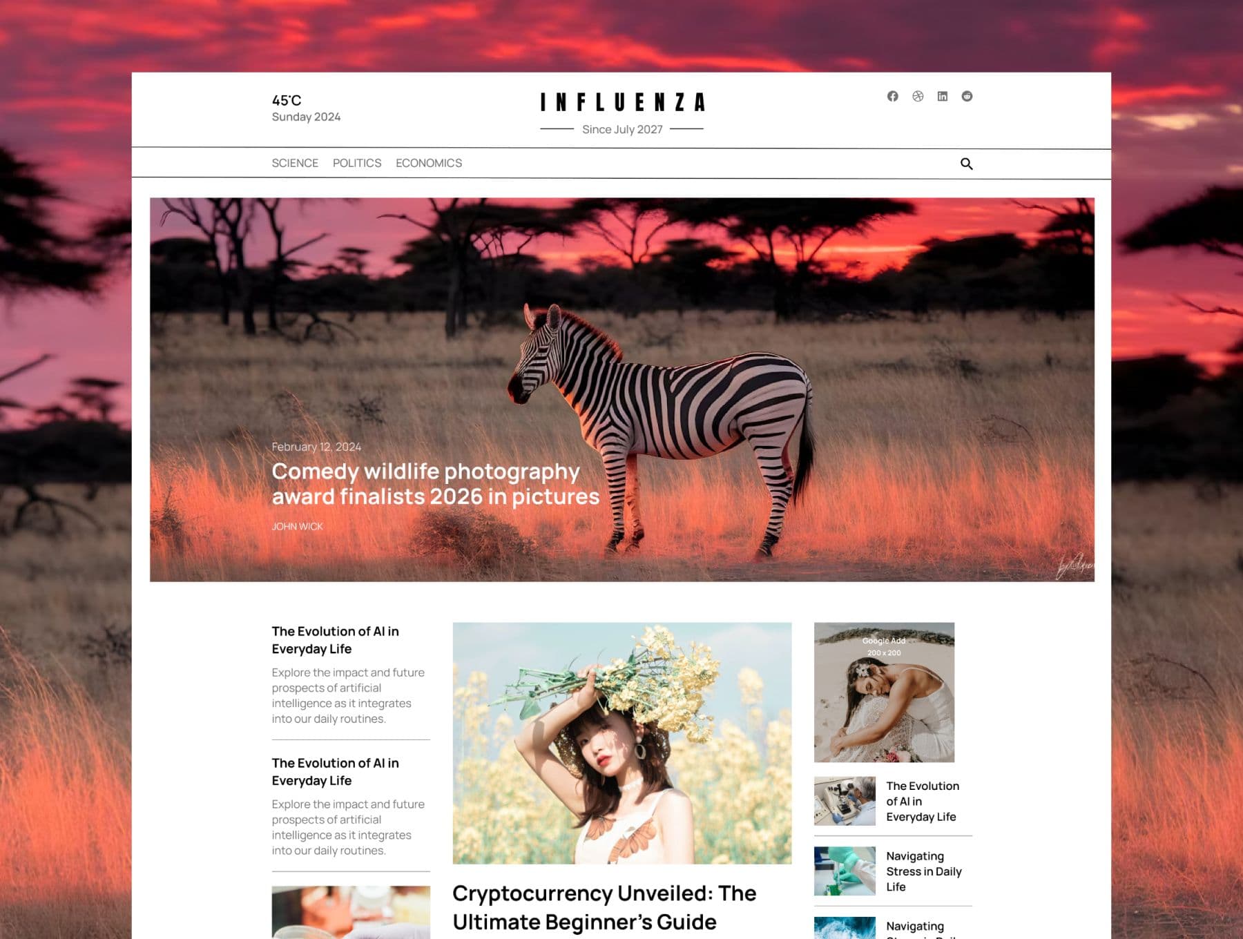 Influenza - Editorial News & Magazine Template for Next.js and Sanity