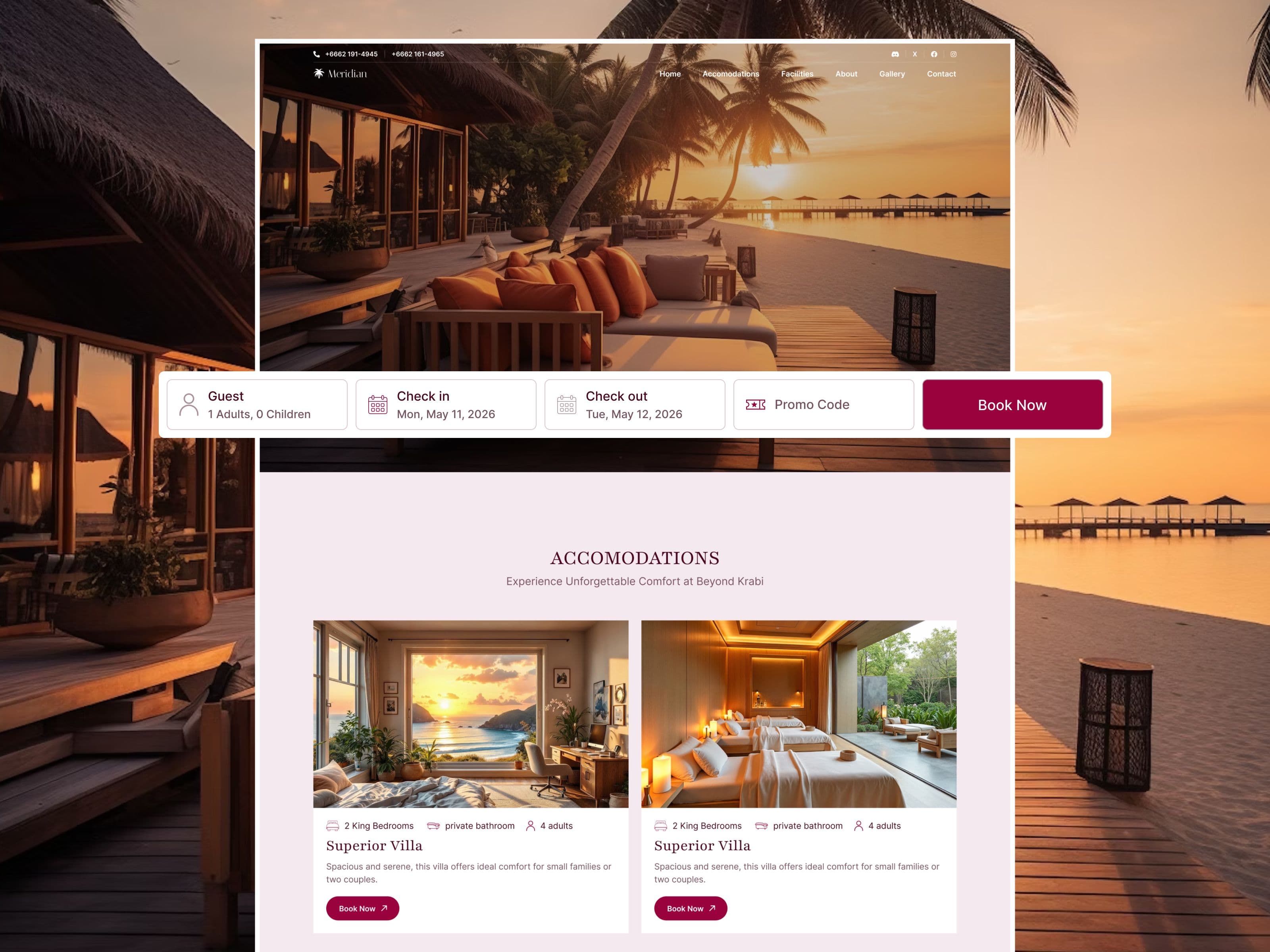 Meridian - Luxury Resort & Hotel Website Template screenshot 2