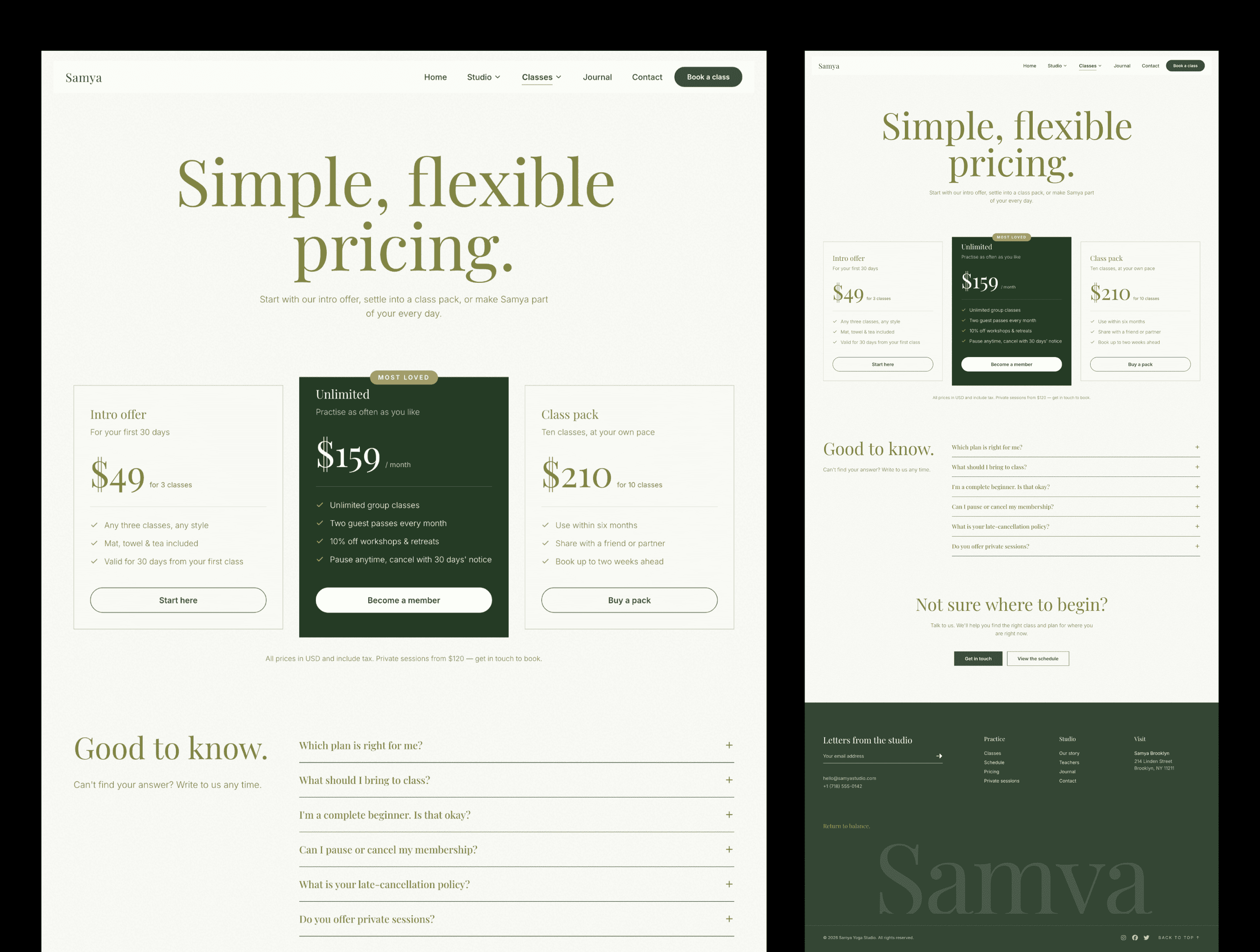 Samya - Yoga Studio Website Template screenshot 3
