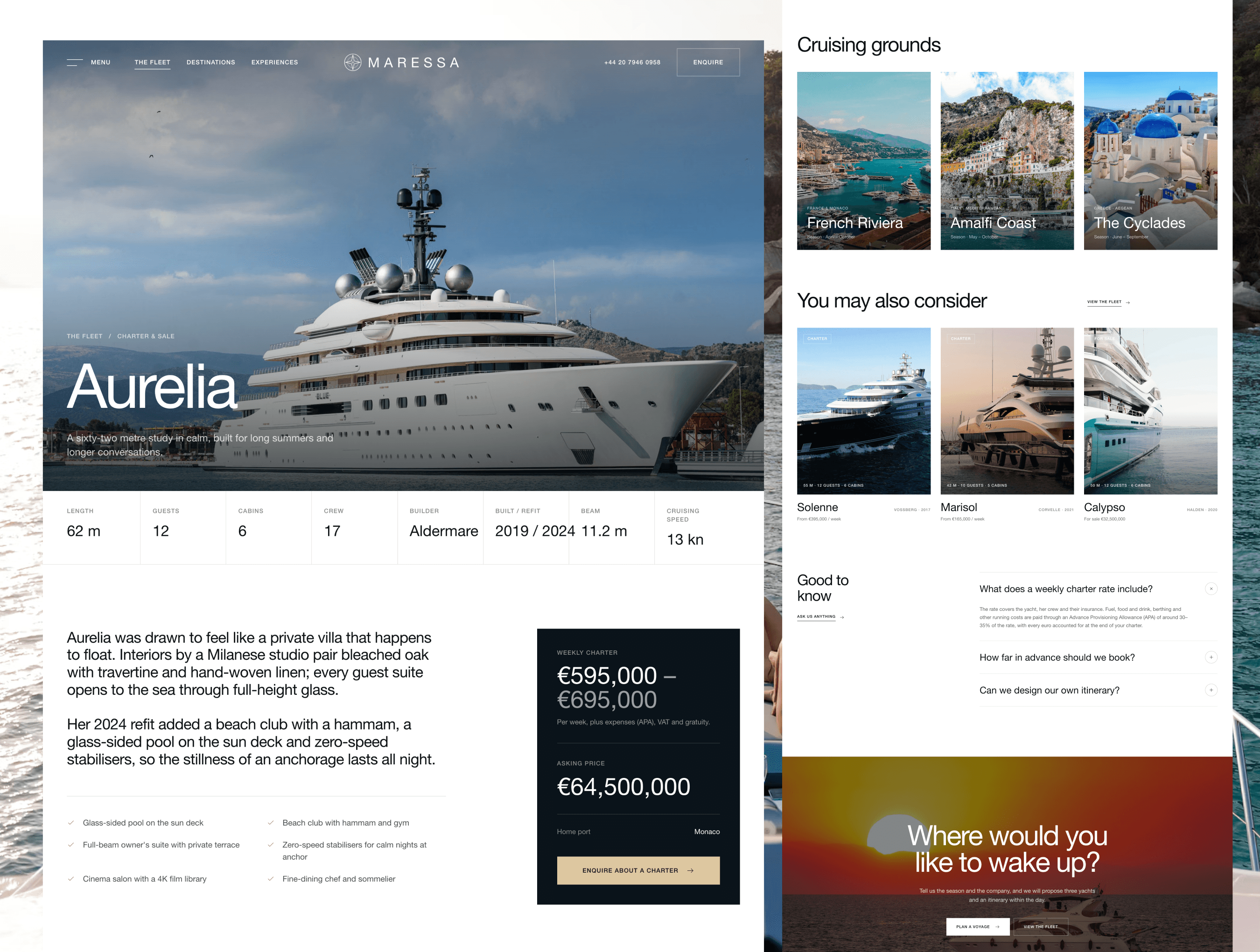 Maressa - Luxury Yacht Charter & Sales Website Template screenshot 2