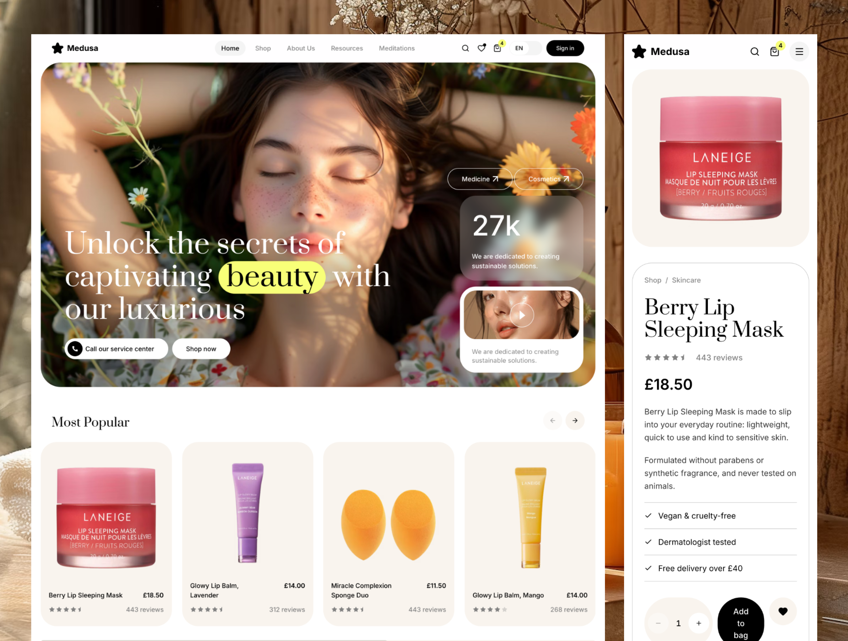 Medusa - Beauty & Cosmetics Website Template screenshot 4