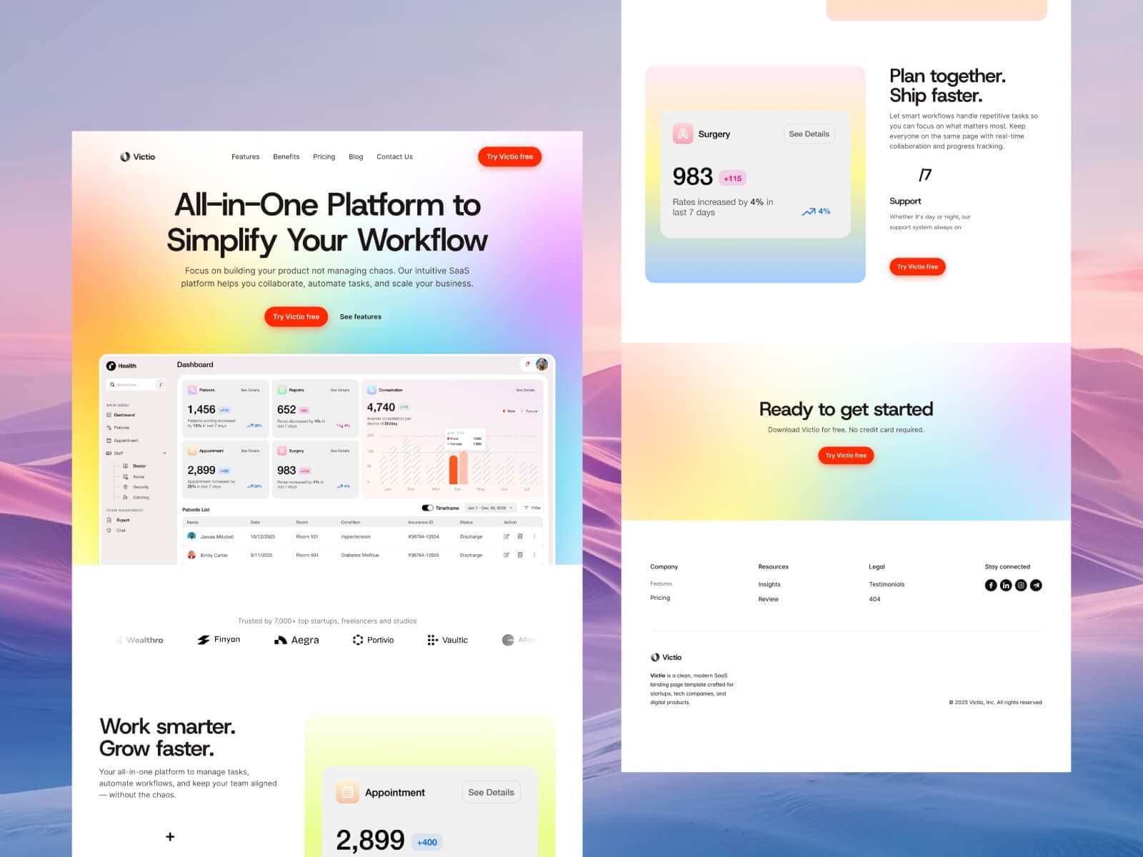 Victio - Free SaaS Landing Page Template screenshot 4