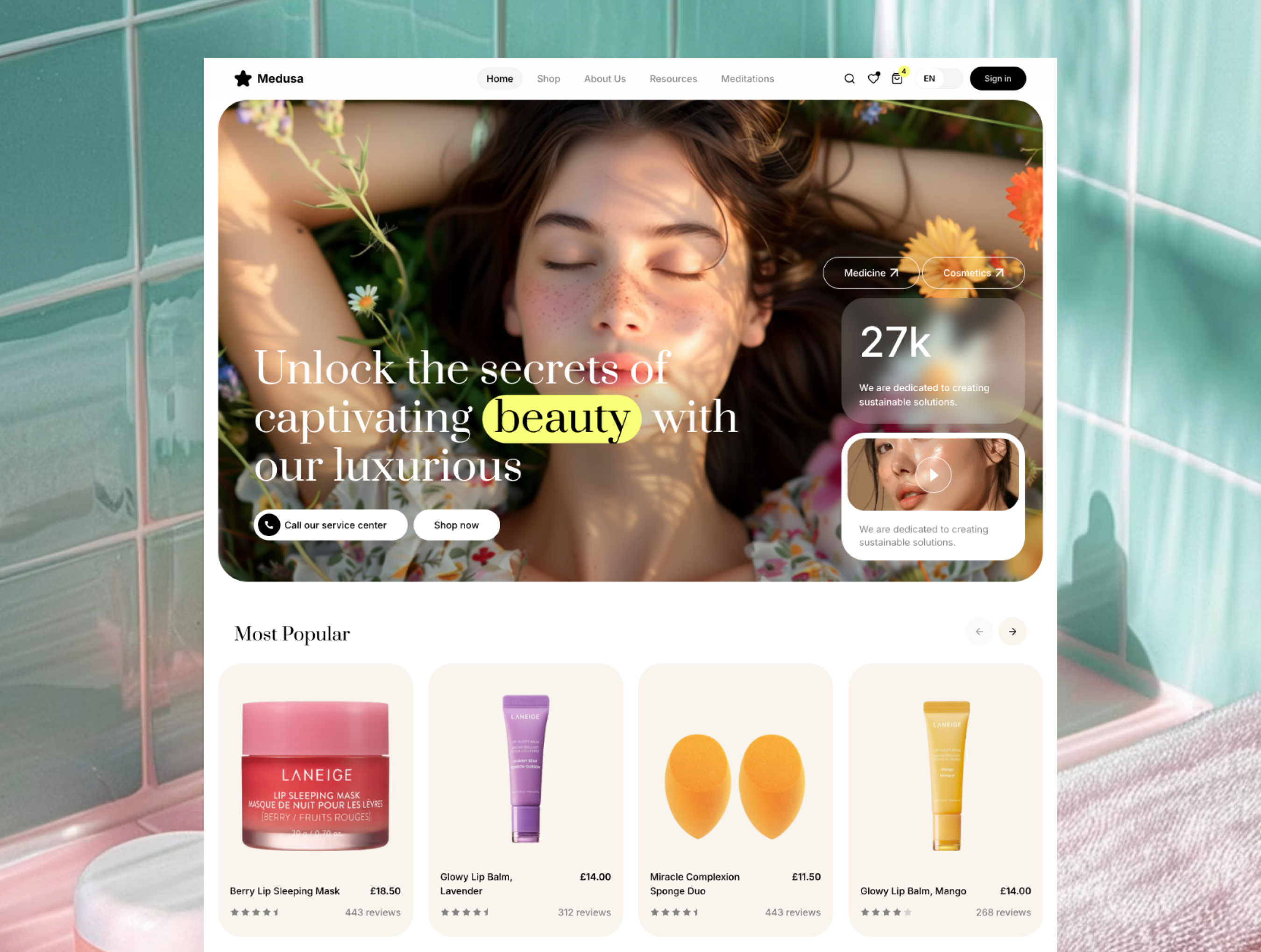 Medusa - Beauty & Cosmetics Website Template screenshot 2