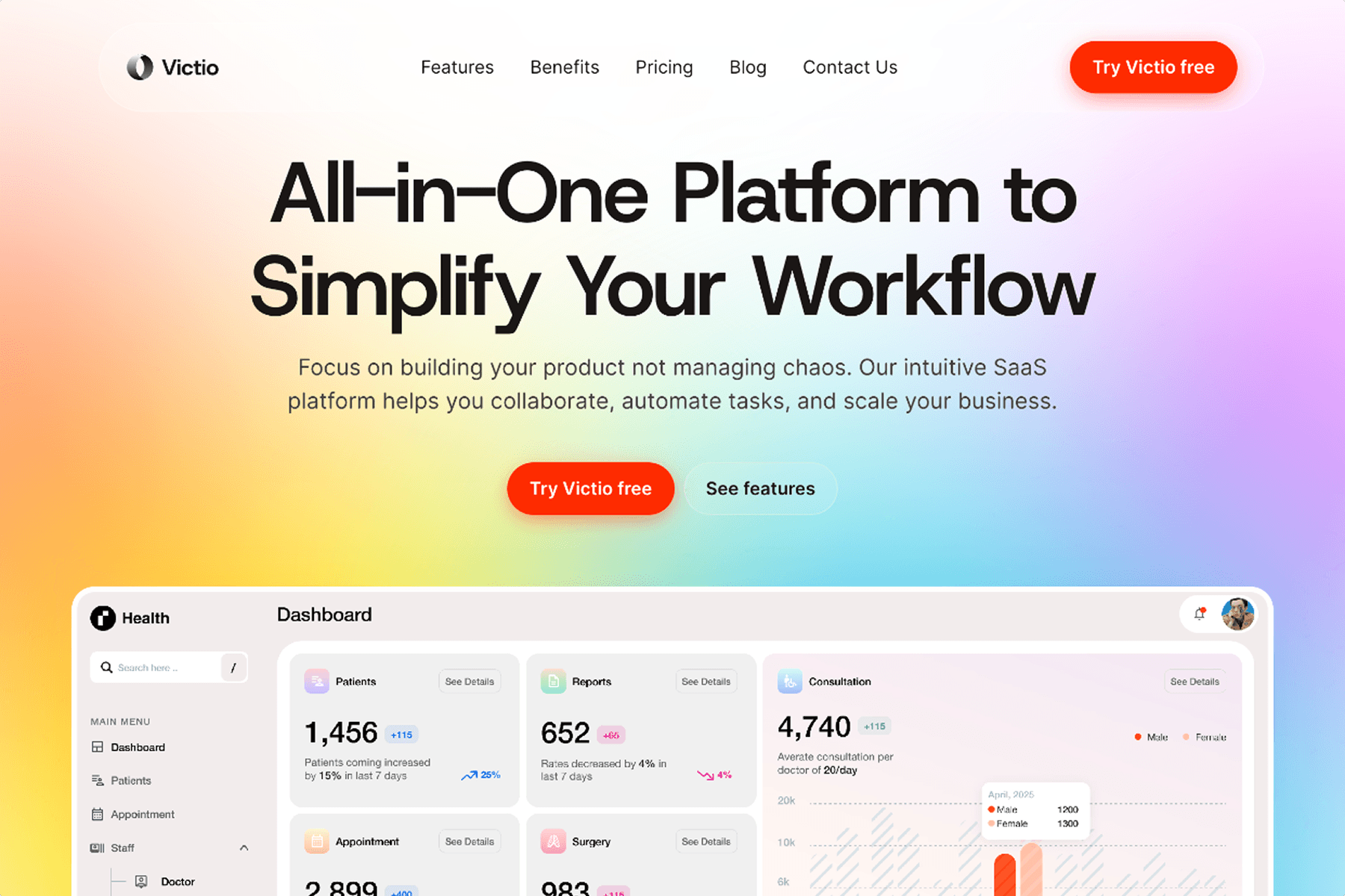 Victio – Modern SaaS Landing Page Template for Startups