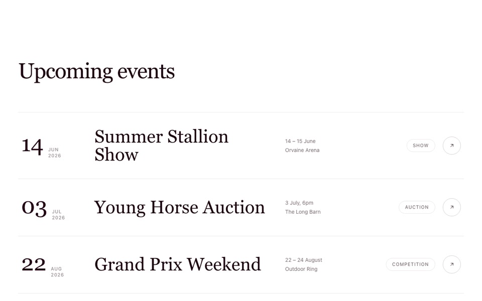 Events Agenda with Hover Preview