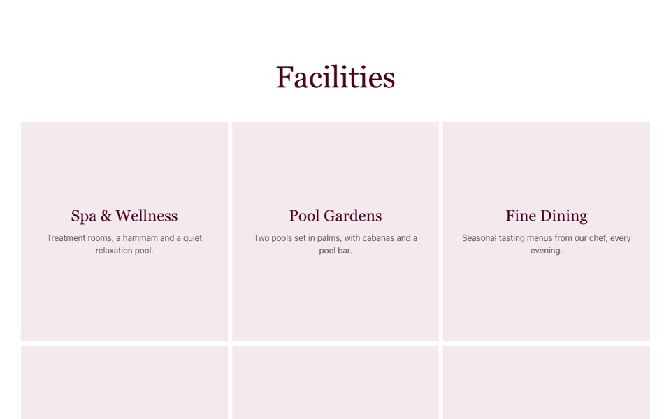 Facilities Hover Reveal Grid